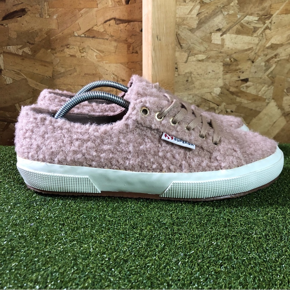 Superga Curly Wool S00EH60 Mauve Pink Lace Up Sneakers Shoes Women’s 8 - Picture 3 of 8